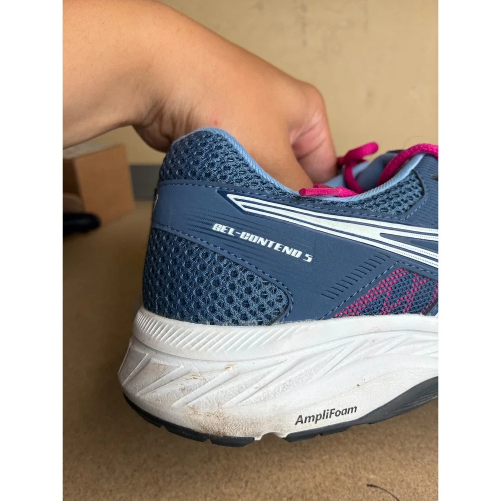 Asics Gel-Contend 5 Womens Blue Pink Running Shoes 1012A234 Size 8